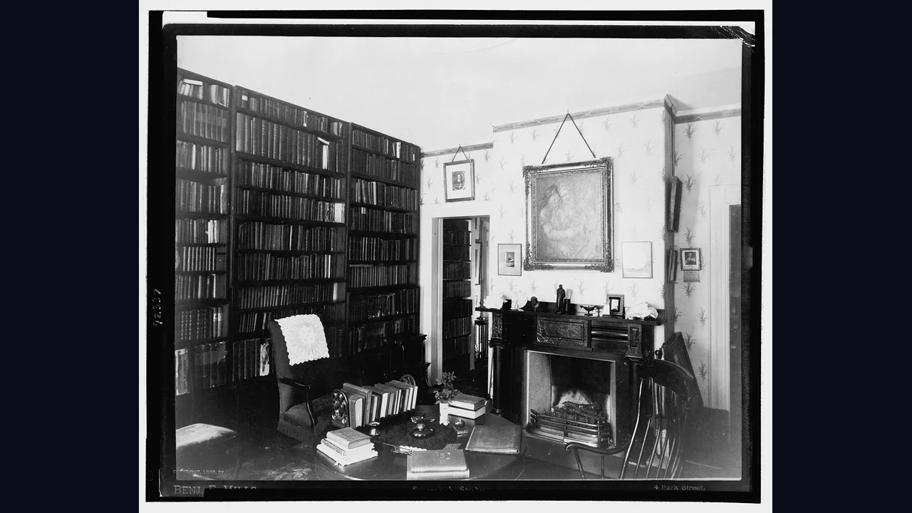 Bookshelves and a desk in a study