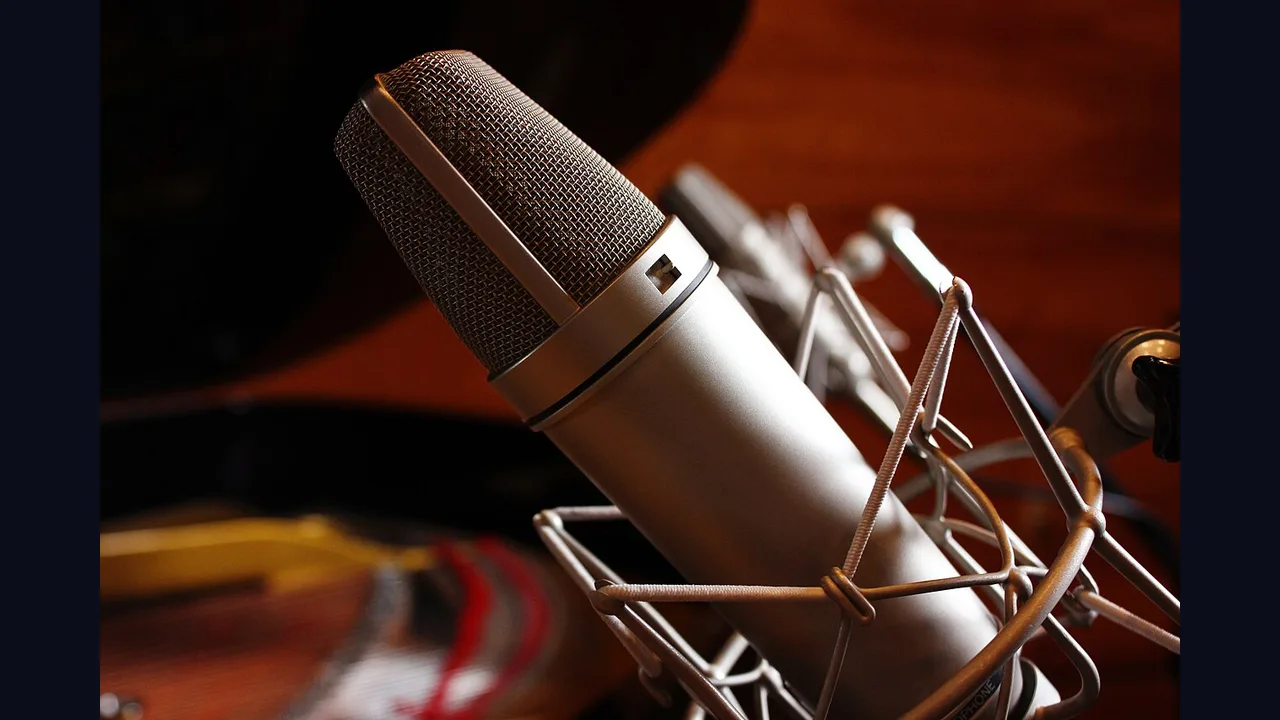 A studio microphone during a recording session